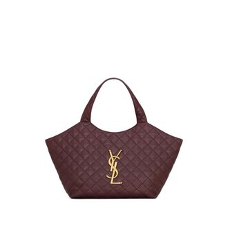Saint Laurent Quilted Logo Leather Shopping Tote Bag