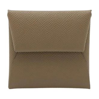 Herm&egrave;s Pre-owned Bastia Coin Case Leather Etoupe - Dames - Pre-owned - Beige - Maat: ONE Size Leer