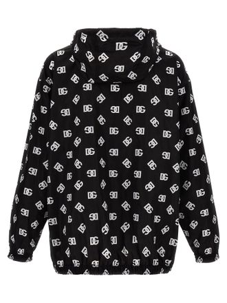Dolce & Gabbana Logo-Print Hooded Jacket - Black