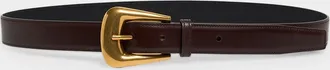 Saint Laurent Folk Buckle Belt in Calfskin Leather