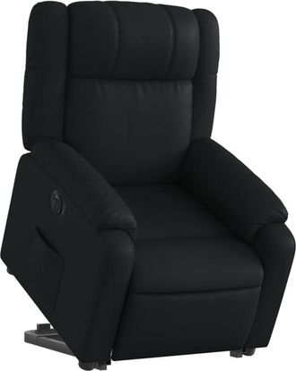 vidaXL Sill&oacute;n Reclinable Y Elevable El&eacute;ctrico Cuero Sint&eacute;tico Negro Vidaxl