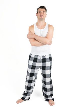 Leveret Mens Cotton Flannel Holiday Pajama Pants in Plaid Black & White at Nordstrom, Size Xxx-Large