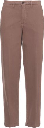 BRIGLIA 1949 Brown Jeangw Cotton-Blend Straight-Leg Pants