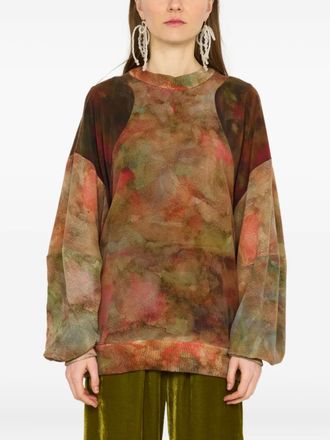 Anntian Maglione con fantasia tie dye - Marrone