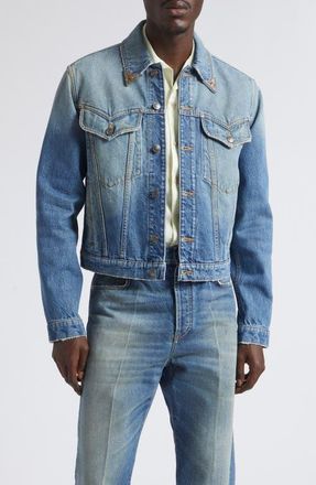 Versace Denim Jacket in Medium Blue at Nordstrom, Size 50
