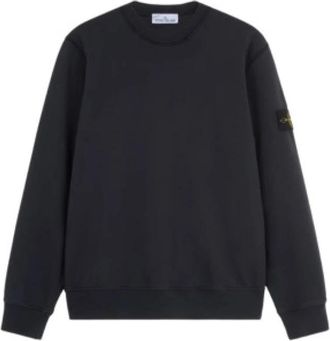 Stone Island Cotton Fleece Crewneck Sweatshirt - Heren - Sweatshirts - Zwart - L - Katoen - Hoodies & sweatvesten