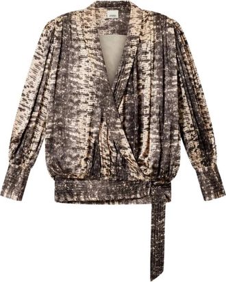 Isabel Marant Dilja Jurk - Dames - Blouses - Bruin - 2XS - Polyester - Overhemden