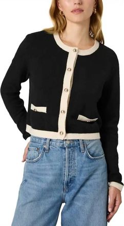 French Connection Vhari Contrast Cardigan In Black/classic Cream