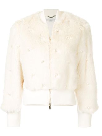 Stella McCartney versierde parelbomberjackjack - Wit
