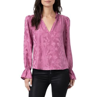 Paige Laurin Floral Silk Jacquard Blouse in Dusty Plum at Nordstrom, Size X-Small