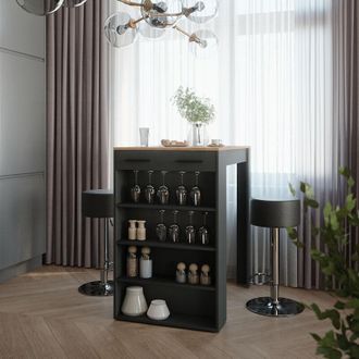 Vicco tavolo bar con sgabelli Repose, Antracite, 67 x 100 cm con 2 sgabelli da bar, Vicco
