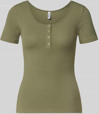 Pieces Slim Fit T-Shirt aus Bio-Baumwoll-Mix Modell KITTE in Oliv, Gr&ouml;&szlig;e XL