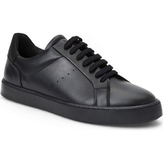 Bruno Magli Damiano Low Top Leather Sneaker in Black/Black Leather at Nordstrom, Size 11.5