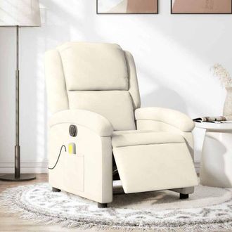 vidaXL Vidaxl - Sill&oacute;n Reclinable De Masaje El&eacute;ctrico Terciopelo Color Crema