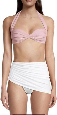 Norma Kamali Bill Bra Swim Top Womens Pink Stretch Halter Neck Swimwear JZZ 6