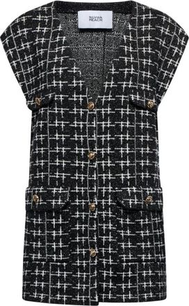 Silvian Heach Lange vest met tweed-effect - Dames - Bodywarmers - Zwart - L - Tweed - Jassen