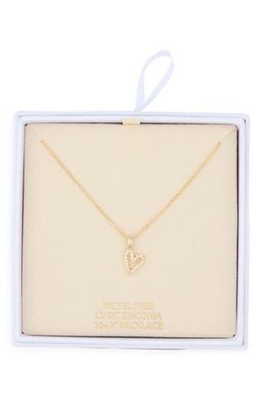 Nordstrom Rack Cubic Zirconia Open Heart Pendant Necklace in Clear- Gold at Nordstrom Rack