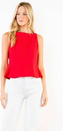 THML Clothing Sleeveless Peplum Top In Red