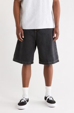 Carhartt Work in Progress Brandon Stonewashed Loose Fit Denim Shorts in Black (Stone Washed) at Nordstrom, Size X-Large