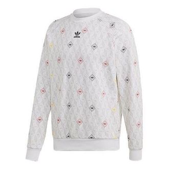 adidas originals Version Logo Printing Casual Sports Round Neck Pullover Long Sleeves White GD5843