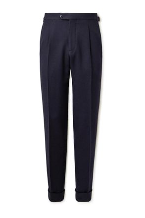 Saman Amel Straight-Leg Pleated Wool Suit Trousers