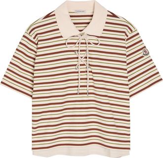 Moncler Striped Cotton Polo Shirt - Brown - XS (UK 8 / XS)