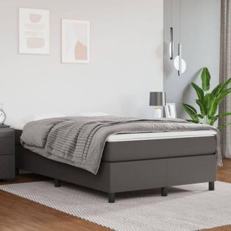 vidaXL Vidaxl - Cama Box Spring Con Colch&oacute;n Cuero Sint&eacute;tico Gris 120x200 Cm