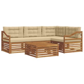 vidaXL Conjunto De Sof&aacute;s De Exterior Con Coj&iacute;n 5 Pcs Natural Y Beige Vidaxl