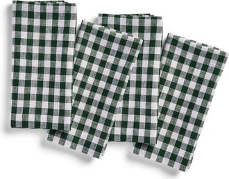 Solino Home Linen Dinner Napkins Set of 4, 20 x 20 Inch for Dining Table, Holiday and Everyday Table Decor - Gingham Check in Green at Nordstrom