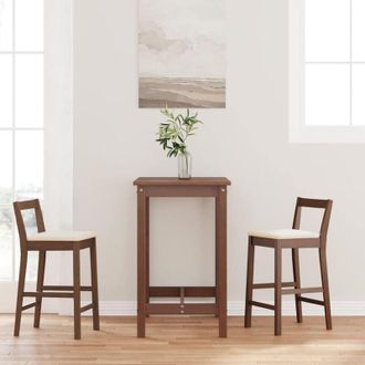 vidaXL vidaXL Sgabelli da Bar con Cuscini 2pz Marrone Legno Massello di Hevea