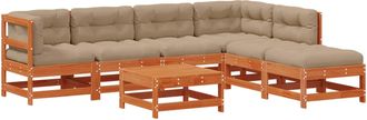 vidaXL Conjunto De Sof&aacute;s De Jard&iacute;n 7 Uds. Marr&oacute;n Cera Vidaxl