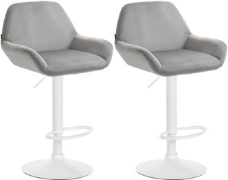Clp Clp - Set De 2 Taburetes De Cocina Braga En Terciopelo Gris Metal Blanco Mate