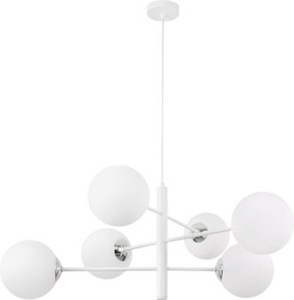 OEM L&aacute;mpara Colgante Vicenza Cromada Blanca 6 L&aacute;mpara Plana Blanca E14