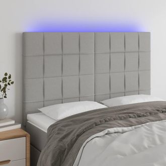 vidaXL Cabecero Con Luces Led Tela Gris Claro 144x5x118/128 Cm Vidaxl