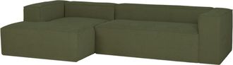 Deco Wood Sofá de 4/5 plazas con chaise longue izquierdo de pana verde