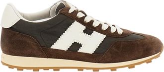 Hogan Brown H727 Suede Fabric Sneakers