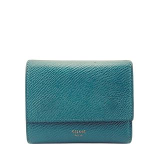 Celine Blue Turquoise Leather Wallet (Tri-Fold) (Pre-Owned)