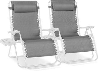 Best Choice Products Set of 2 Extra Wide Zero Gravity Lounge Chair Recliners w/ Cup Holder
