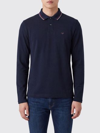 Emporio Armani Polo slim fit a maniche lunghe in cotone con logo Eagle