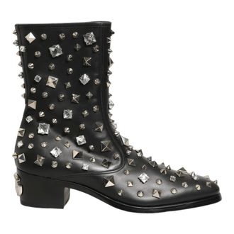 Dolce & Gabbana High Boots, male, Black, Size: 11 US Crystal Embellished Short Boots