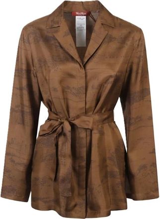 Max Mara Flowy Print Jacket - Dames - Blazers - Bruin - 2XS - Jassen