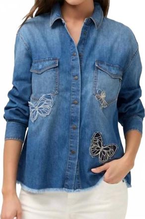 Johnny Was Mariposa Garden Easy Denim Shirt In Medium Wash