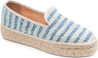 Patricia Green Avery Platform Epsadrille Flat in Navy Striped Canvas at Nordstrom, Size 8