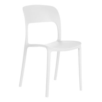 LOLAhome Silla comedor contempor&aacute;nea PVC y sint&eacute;tico blanco
