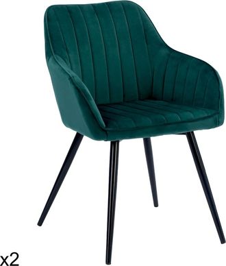 Happy Garden Juego de 2 sillas vintage de terciopelo verde