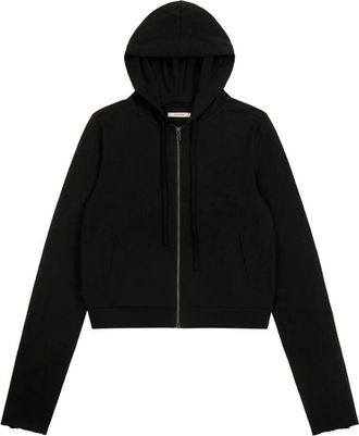 Entire studios Lichtgewicht Cropped Zip-Up Hoodie - Dames - Vesten met rits - Zwart - L - Katoen - Hoodies & sweatvesten