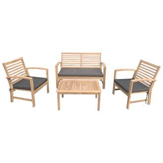 Happy Garden Happy Garden - Conjunto De Muebles De Jard&iacute;n Acacia Goa De 4 Plazas Cojines Grises