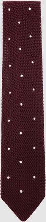 Reiss Burgundy Punto Silk Knitted Pin-dot Tie