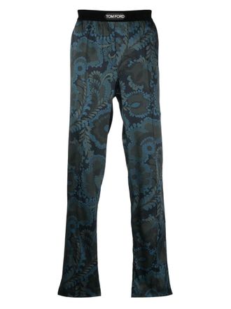 Tom Ford Pyjamabroek met bloemenprint - Zwart