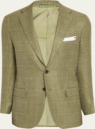 Kiton Mens Tonal Plaid Wool-Blend Single-Breasted Sport Coat